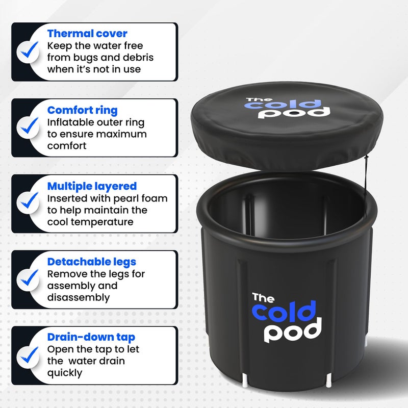 The Cold Pod Ice Bath Tub for Athletes with Cover: 88 Gallons Cold Plunge Tub for Recovery, Multiple Layered Portable Ice Bath Plunge Pool - Image 5