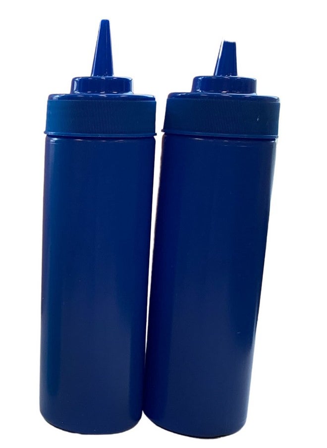 Bark and Lindy - Blue Bpa Free Food Prep 12 Oz Plastic Condiment Squeeze Bottle For Hot Sauces Condiments Dressings (2) - Image 1