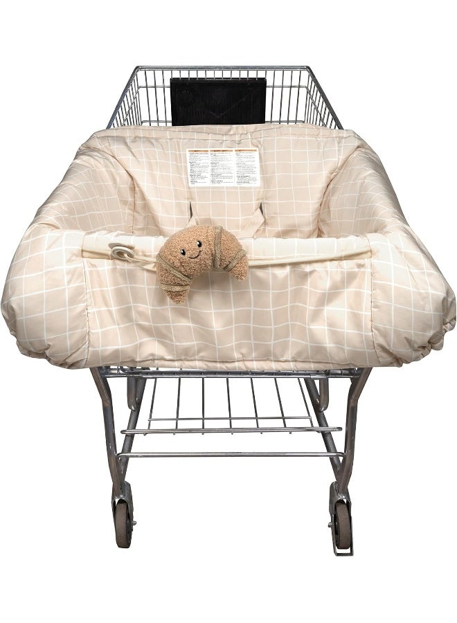 Boppy Shopping Cart Cover for Baby - 360Â° Coverage Cart Cover for Babies with Safety Harness, Toy Tether, One-Hand Placement, Machine-Washable, 6 Month & Up - Croissant - Image 1
