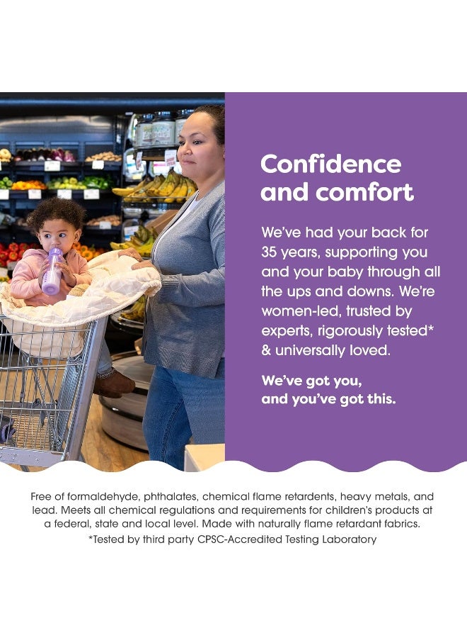 Boppy Shopping Cart Cover for Baby - 360Â° Coverage Cart Cover for Babies with Safety Harness, Toy Tether, One-Hand Placement, Machine-Washable, 6 Month & Up - Croissant - Image 4