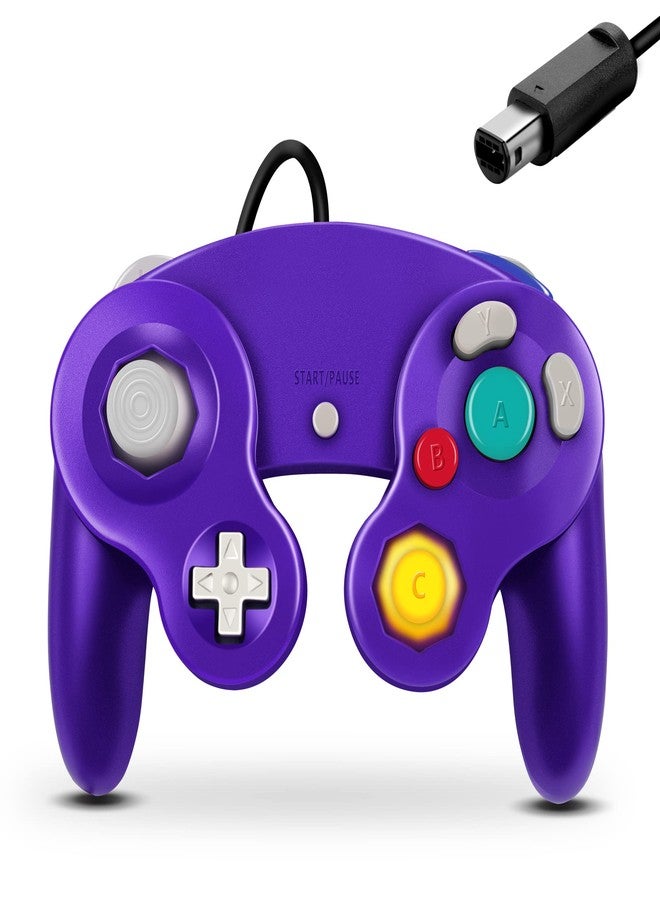 فيوتوك وحدة تحكم FIOTOK Gamecube، وحدة تحكم سلكية كلاسيكية لجهاز Wii Nintendo Gamecube (أرجوانية) - Image 1