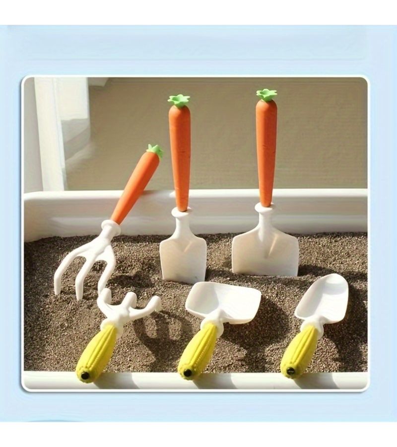 Garden Planting Tool Set 3 Piece Includes Carrot Digger Pointed Shovel And Rake For Flowers - Image 1