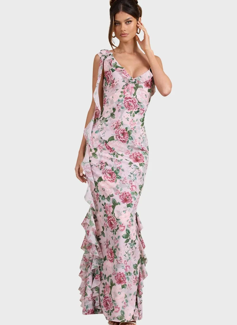 كلوب ال لندن Floral Ruffle Dress