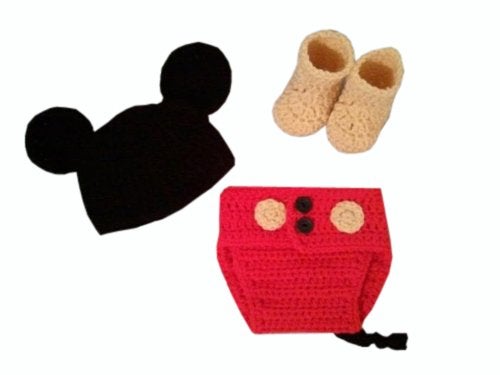 Jastore® Photography Prop Baby Costume Cute Crochet Knitted Hat Cap Girl Boy Diaper Shoes Mouse - Image 3