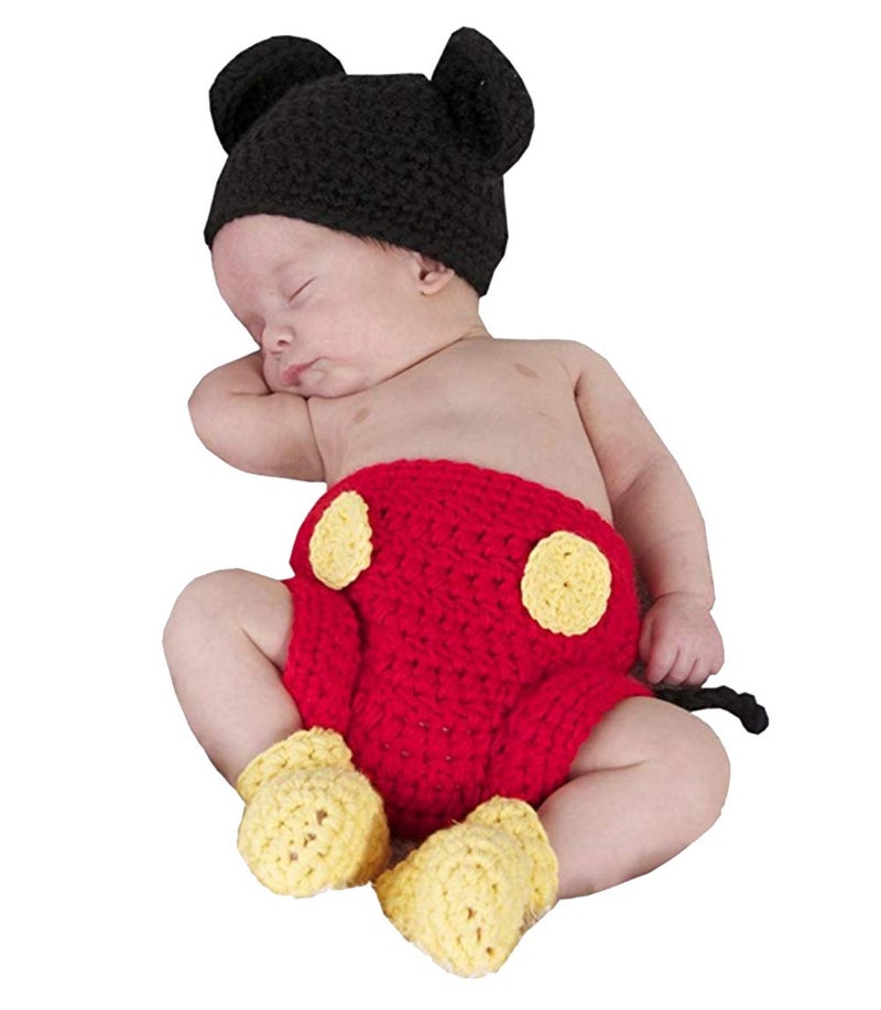 Jastore® Photography Prop Baby Costume Cute Crochet Knitted Hat Cap Girl Boy Diaper Shoes Mouse - Image 1