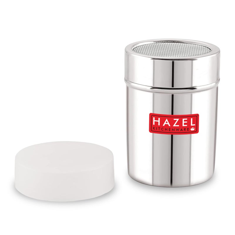 HAZEL Powdered Sugar Shaker Duster with Lid Stainless Steel Cocoa Powder Sifter Cinnamon Sprinkler Dredgers for Coffee Salt Spices 104 oz