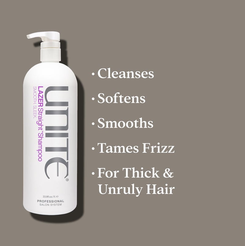 UNITE Hair - LAZER Straight Shampoo â€“ Sulfate-Free Shampoo for Thick, Coarse & Unruly Hair â€“ Cleanses, Tames Frizz, Softens, and Adds Shine â€“ Paraben-Free, Color-Safe, Vegan Formula, 33 Fl Oz - Image 4