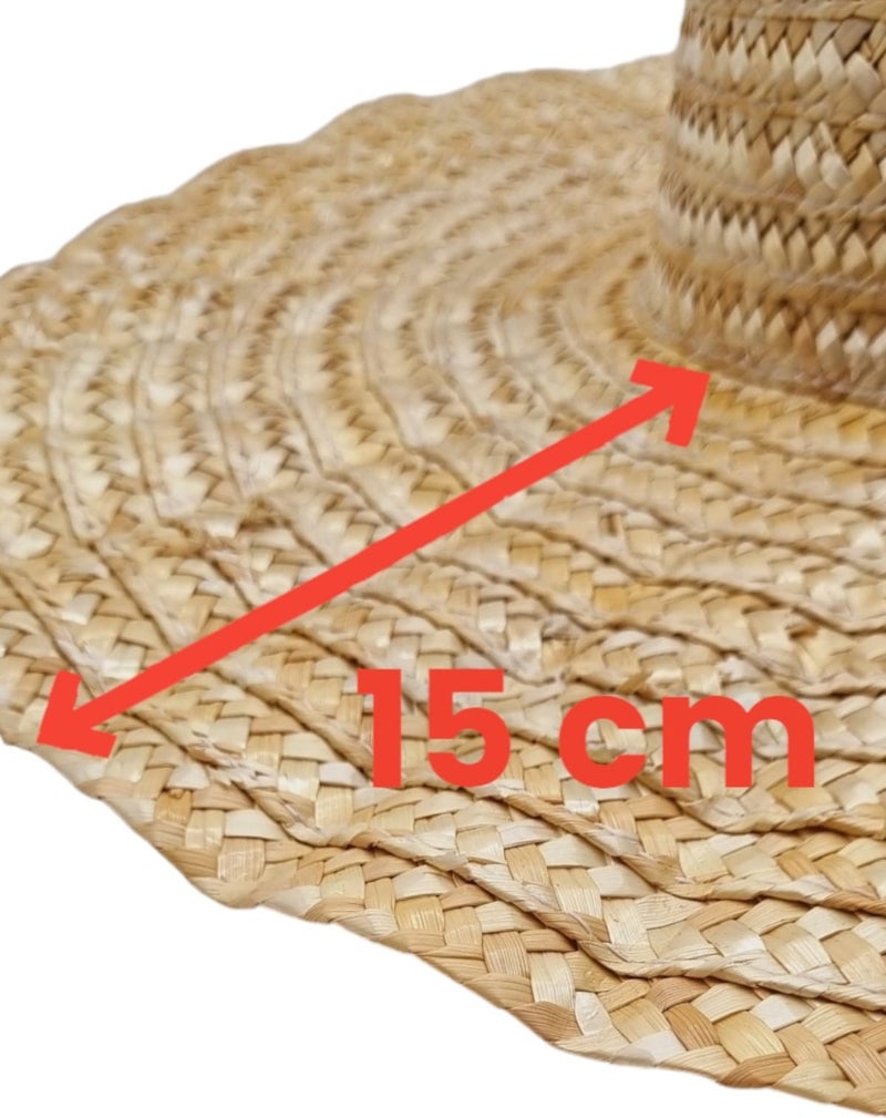 Mood Agenda Women's Vintage Wavy Ruffles Model Handmade Organic Straw Hat  - Image 4