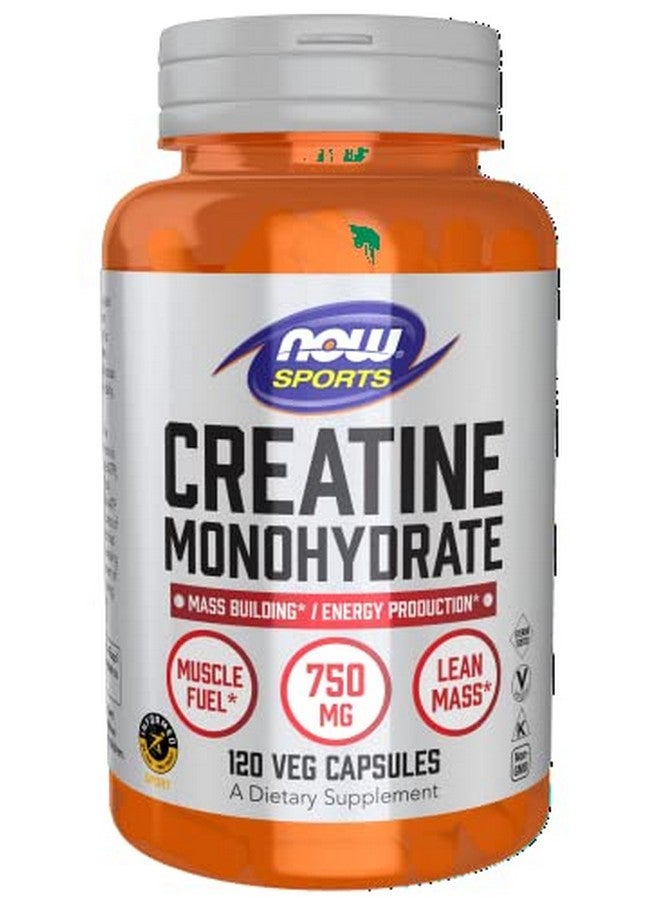 now Sports Nutrition Creatine Monohydrate 750 Mg Mass Building*/Energy Production* 120 Veg Capsules - Image 1