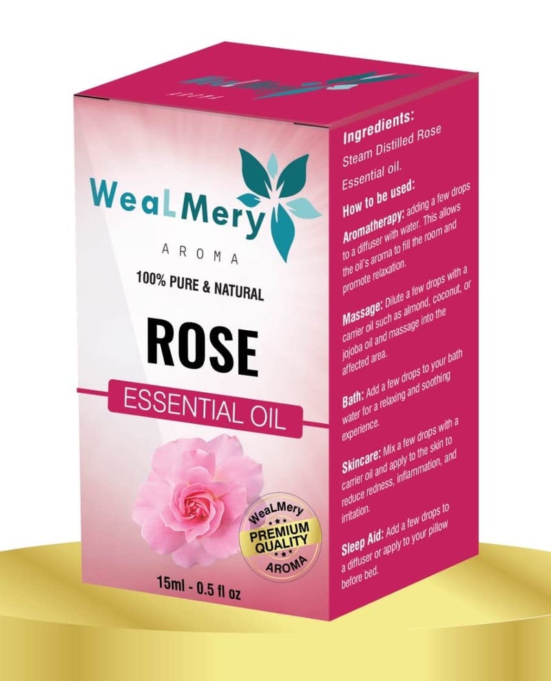 WeaLMery AROMA WeaLMery AROMA Rose Essential Oils Gulab Oil for Skin Hair Face Acne Care 100 Pure NaturalTherapeutic Grade Essential Oil 15ML  - Image 3