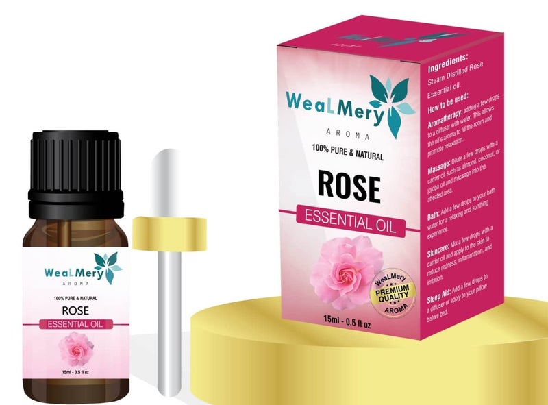 WeaLMery AROMA WeaLMery AROMA Rose Essential Oils Gulab Oil for Skin Hair Face Acne Care 100 Pure NaturalTherapeutic Grade Essential Oil 15ML  - Image 2