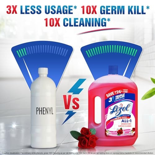 Lizol Disinfectant Surface & Floor Cleaner Liquid, Floral - 2 Litre | Suitable for All Floor Cleaner Mops | Kills 99.9% Germs| India's #1 Floor Cleaner - Image 3