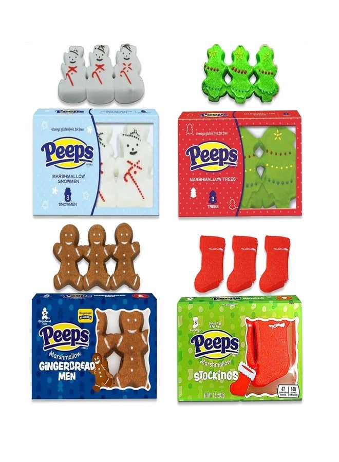 Peeps Christmas Marshmallow Variety Pack of 4-3 Count - Trees, Gingerbread, Snowmen, and Stockings - Delicious Fun for the Whole Family - Image 5