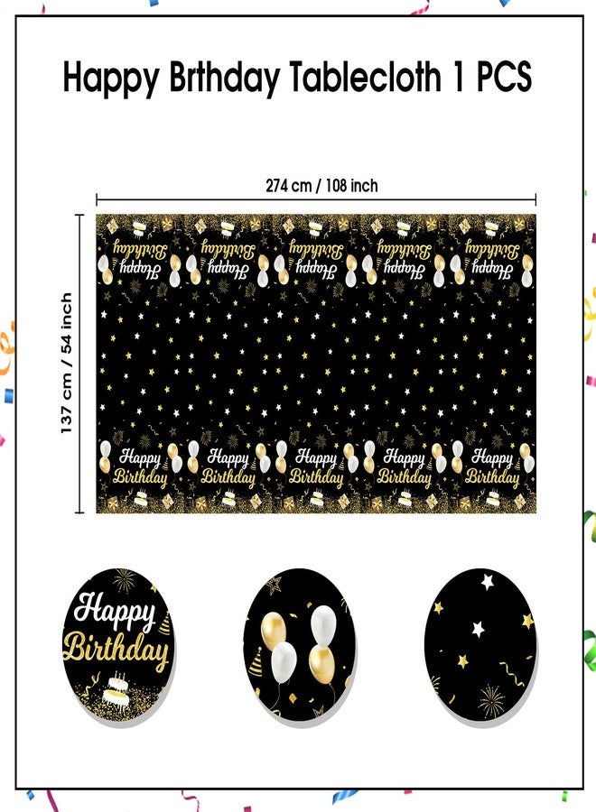 BOKFJBP مفارش طاولة عيد ميلاد سعيد، 108 بوصة × 54 بوصة، غطاء طاولة بلاستيكي ذهبي اللون للاستخدام مرة واحدة، زينة لحفلات أعياد الميلاد، ديكورات داخلية وخارجية، لحفلات استقبال المولود الجديد، للأطفال والكبار، ديكور منزلي لحفلات أعياد الميلاد - Image 2