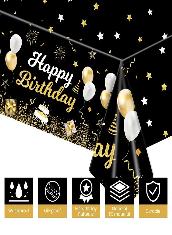 BOKFJBP مفارش طاولة عيد ميلاد سعيد، 108 بوصة × 54 بوصة، غطاء طاولة بلاستيكي ذهبي اللون للاستخدام مرة واحدة، زينة لحفلات أعياد الميلاد، ديكورات داخلية وخارجية، لحفلات استقبال المولود الجديد، للأطفال والكبار، ديكور منزلي لحفلات أعياد الميلاد - Image 3