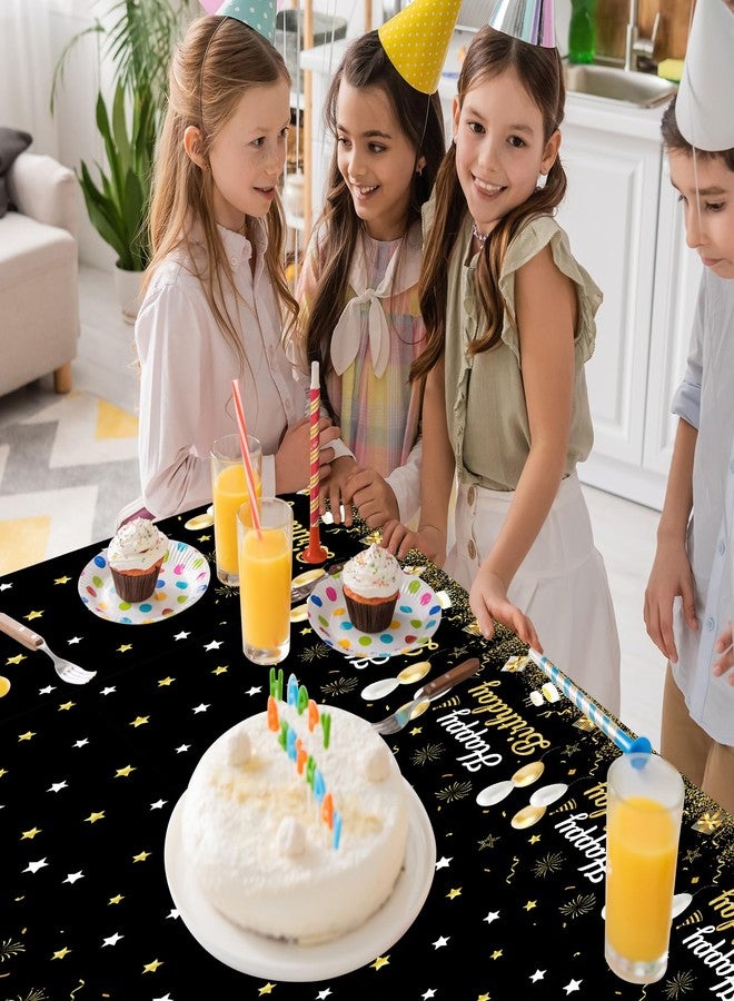 BOKFJBP مفارش طاولة عيد ميلاد سعيد، 108 بوصة × 54 بوصة، غطاء طاولة بلاستيكي ذهبي اللون للاستخدام مرة واحدة، زينة لحفلات أعياد الميلاد، ديكورات داخلية وخارجية، لحفلات استقبال المولود الجديد، للأطفال والكبار، ديكور منزلي لحفلات أعياد الميلاد - Image 5