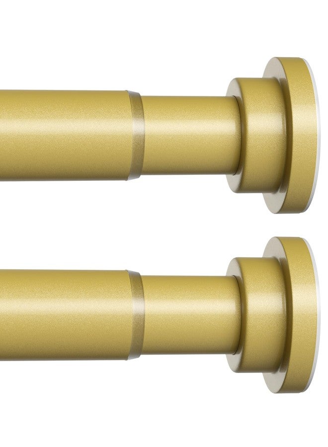 MEXAU 2 Pack Gold Spring Tension Curtain Rods, 30-64 Inch Adjustable No-Drill Shower Rod, Spring Loaded Curtain Rods 7/8" Diameter for Window, Bathroom, Closet, Room Divider - Image 1