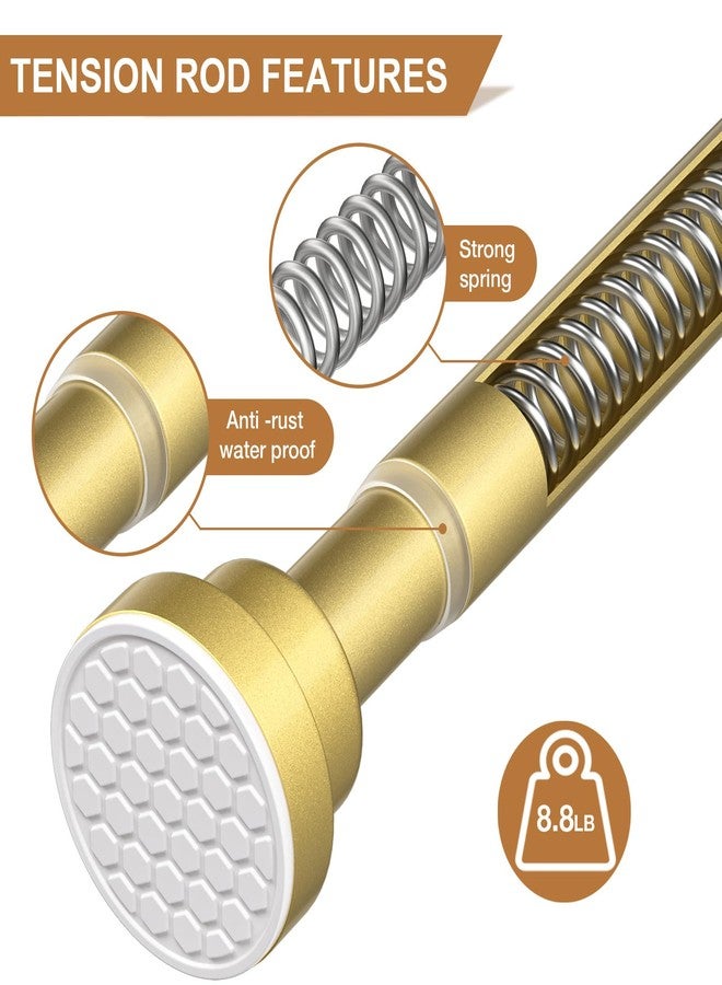 MEXAU 2 Pack Gold Spring Tension Curtain Rods, 30-64 Inch Adjustable No-Drill Shower Rod, Spring Loaded Curtain Rods 7/8" Diameter for Window, Bathroom, Closet, Room Divider - Image 4