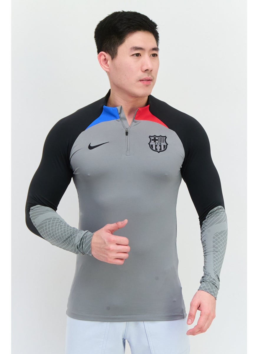 Nike - Men Slim Fit Long Sleeve Football Jersey, Grey - Image 1