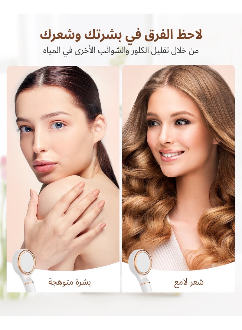 ووتر دروب فلتر دش ورأس دش، راس دش فلتر محمول باليد، يقلل من الكلور والضغط العالي وفيتامين C لشعر وبشرة اكثر صحة، يقلل من تساقط الشعر، يهدئ البشرة الجافة، ماء منعم، روز - Image 3