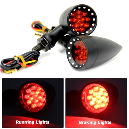 Rich Choices Red CNC Motorcycle Bullet LED Turn Signal Light Blinker Indicator Front Rear Tail Light Compatible with Honda Harley Yamaha Suzuki Chopper - Image 3