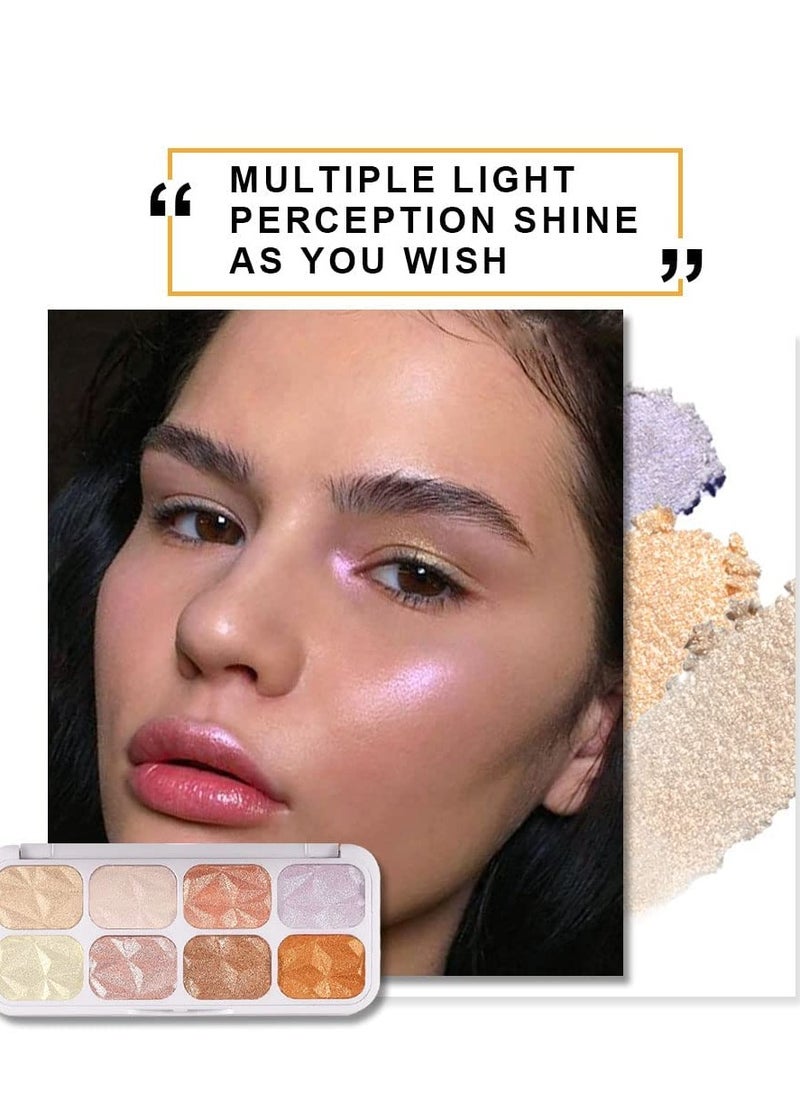 Excefore 8 Colors Face Body Cheek Diamond Shimmer Highlighter Highlight Makeup Palette  - Image 5