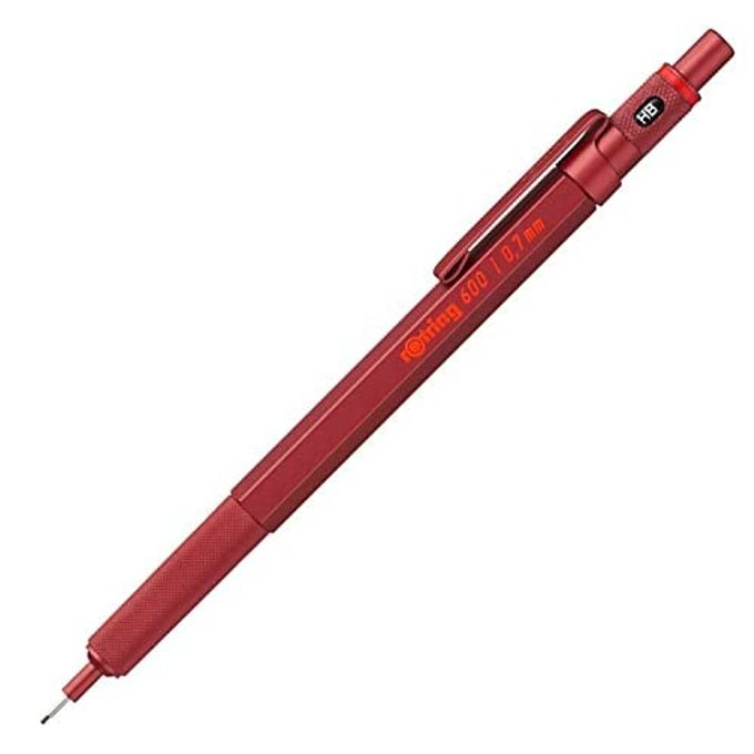Rotring 600 Mechanical Pencil | Hb 0.7 Mm | Red All-Metal Body | Hexagonal Barrel - Image 1