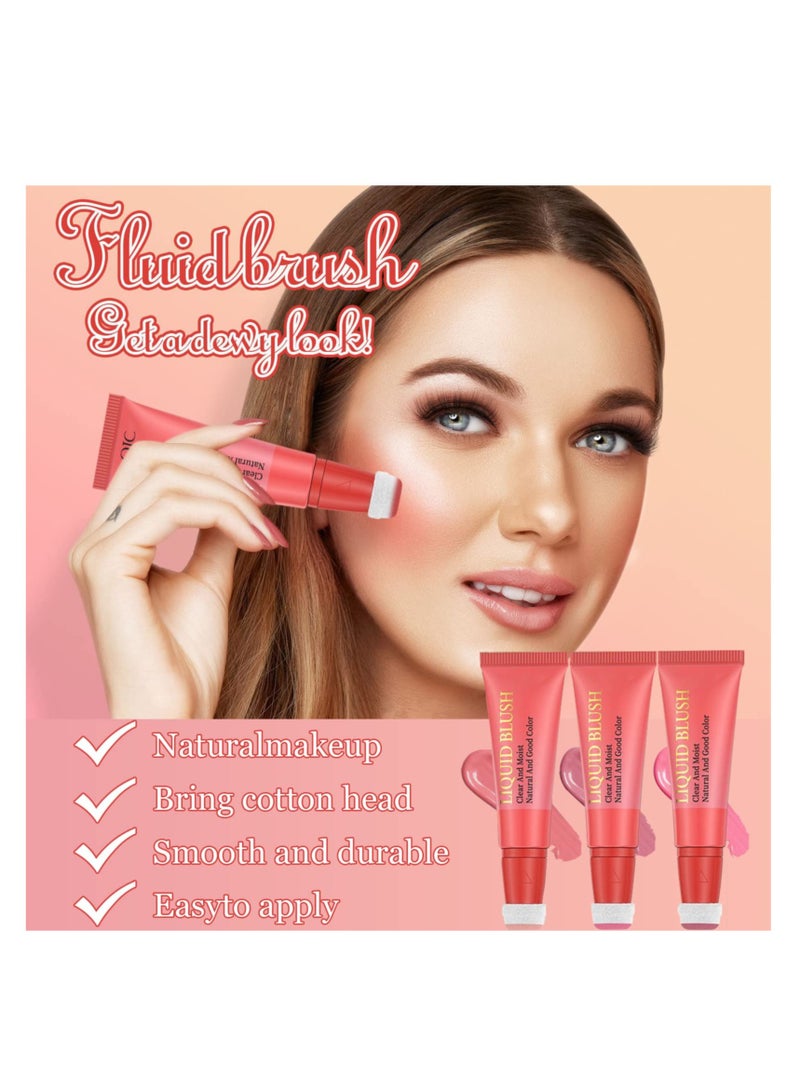 SYOSI 3 Pcs Liquid Blush, Dewy Cheek Tint, Creamy Texture Blush Wand, Natural Makeup, Moisturizing Lightweight Blendable Feel - Image 2