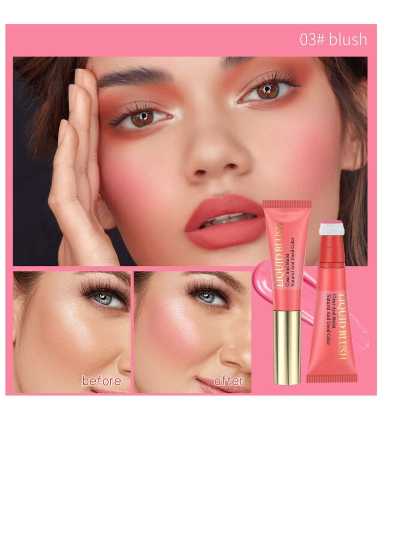SYOSI 3 Pcs Liquid Blush, Dewy Cheek Tint, Creamy Texture Blush Wand, Natural Makeup, Moisturizing Lightweight Blendable Feel - Image 4