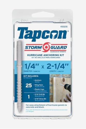 Tapcon 1/4 in. x 2-1/4 in. Hex Nut Concrete Anchor Storm Guard Hurricane Anchoring Kit 25CT, White - Image 4