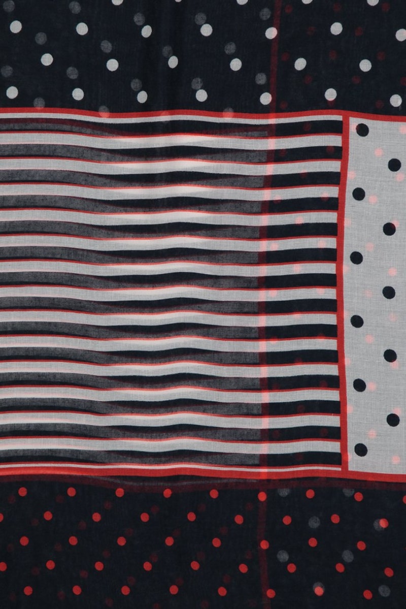 Tchibo وشاح دائري 160 × 100 سم، أزرق داكن وأحمر - Image 2