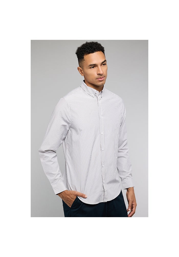 R&B Striped Shirt with Button-Down Collar and Long Sleeves - Image 4
