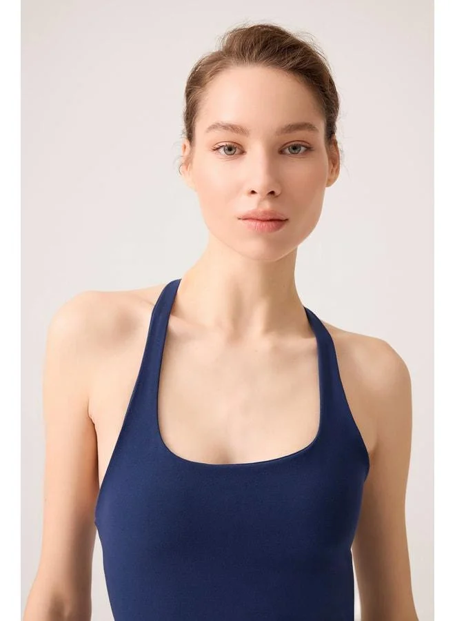 Los Ojos x Ece Navy Halter Neck Top Halter Tank.