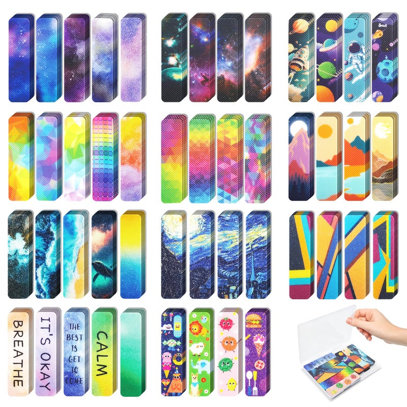 TOEMUR 96 Pieces Unique Calm Strips for Anxiety Sensory Stickers - 2 Textured Surface Patterns - Office & Classroom Desk - Relieve Adult & Teen Stress - Image 1