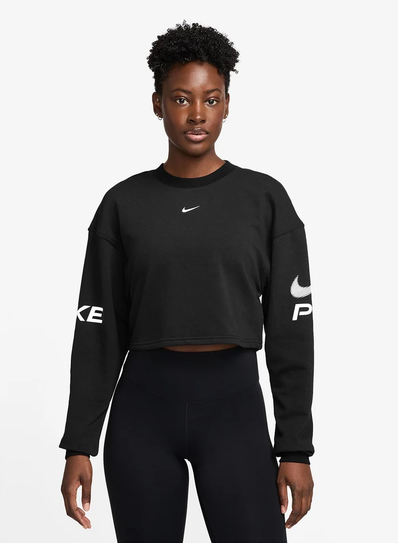 Nike Pro Dri-Fit Fleece Graphic Crewneck Sweatshirt