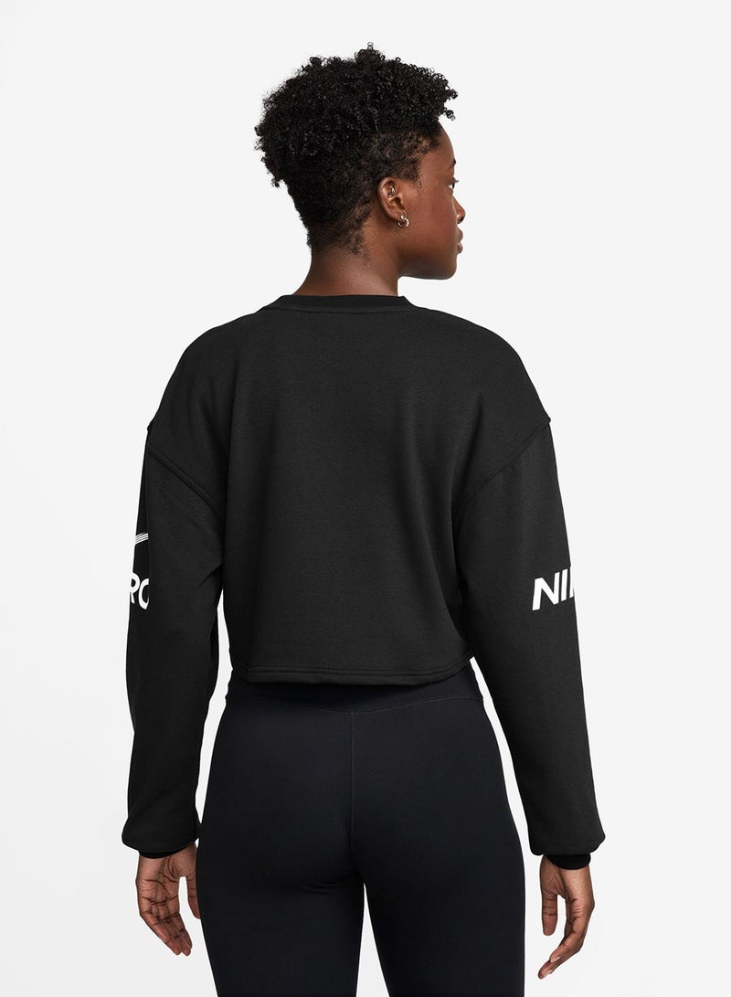 Nike Pro Dri-Fit Fleece Graphic Crewneck Sweatshirt - Image 2