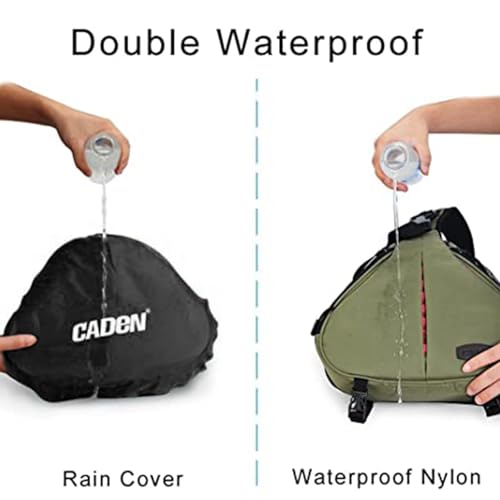 CADeN Camera Bag Sling Backpack Camera Case Waterproof with Rain Cover Tripod Holder, Compatible for DSLR/SLR Mirrorless Cameras (Canon Nikon Sony Pentax) and Accessories Green - Image 5