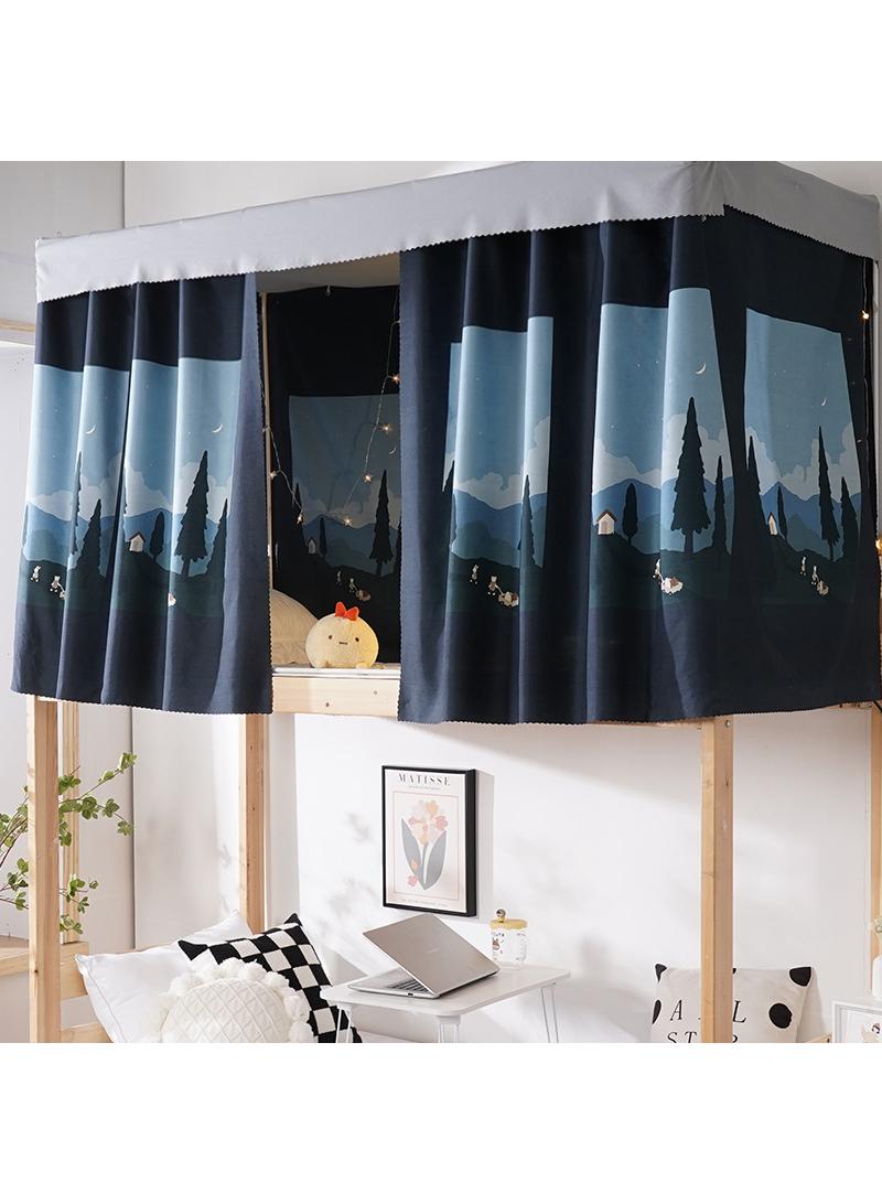 Dormitory bed curtains, student dormitories with physical shading bed curtains 1.35 * 2m 2pcs, with dust-proof top cloth - Image 1