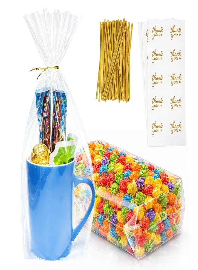 Cherodada Includes drawstring and thank-you stickers for wrapping cookies, candy, popcorn, baked goods (100pcs - Image 1