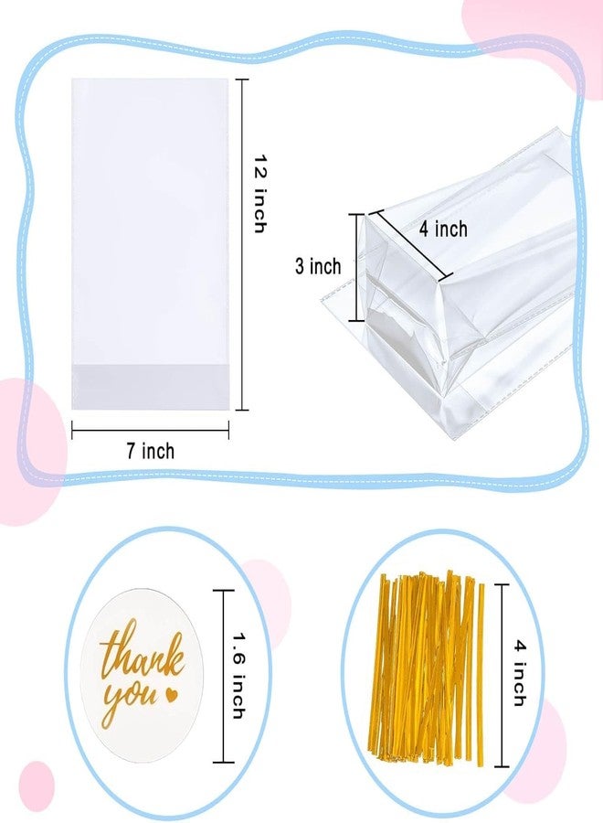 Cherodada Includes drawstring and thank-you stickers for wrapping cookies, candy, popcorn, baked goods (100pcs - Image 2