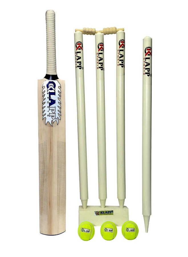 Klapp Speed Popular Willow Cricket Kit with Three Ball, Four Wicket for Boys (Bat Size:5), Off White - Image 3