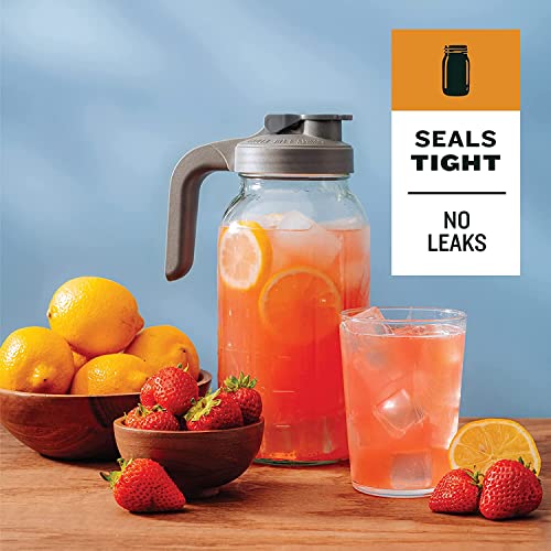 County Line Kitchen Glass Mason Jar Pitcher with Lid - Wide Mouth, 2 Quart (64 oz) - Heavy Duty, Leak Proof - Sun & Iced Tea Pitcher, Cold Brew Coffee, Breast Milk Storage, Water - Gray - Image 4