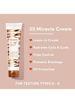 Mizani 25 Miracle Leavein Cream Adds Lightweight Moisture & Touchable Softness With Coconut Oil For Curly Hair 8.5 Fl Oz  - Image 3