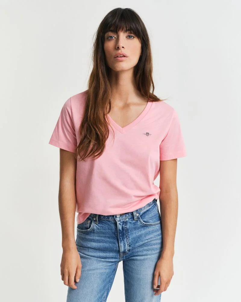 غانت Gant Regular Shield Ss V-Neck T-Shirt