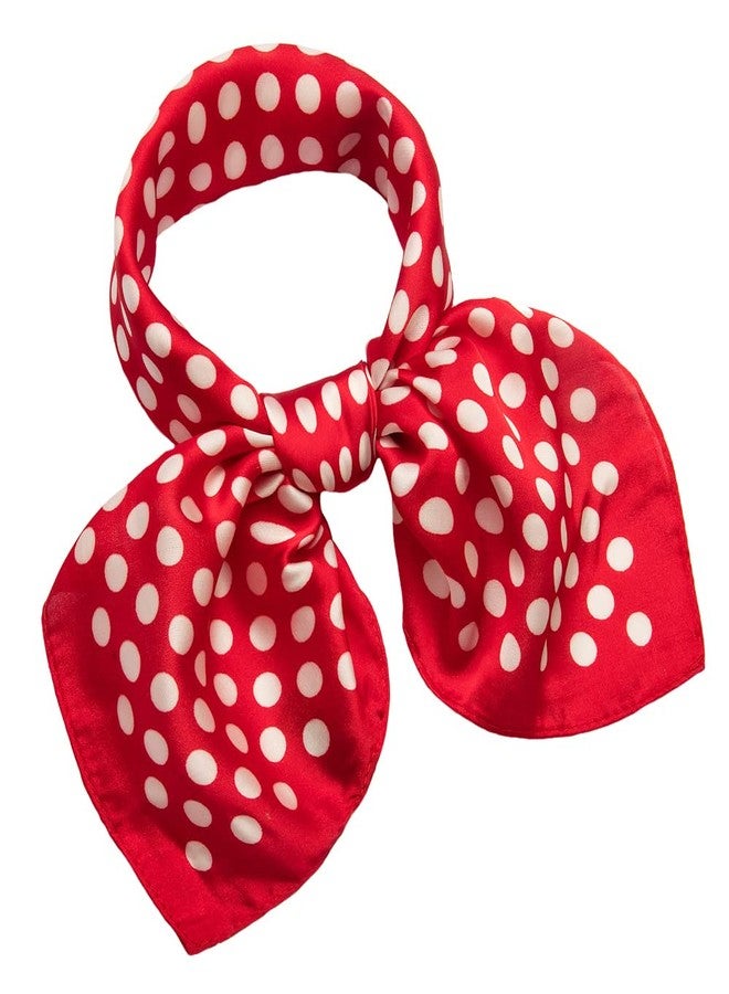 NaSoPerfect Silk Like Scarf Small Square Handkerchief Dots Neck Scarfs for Women Red 21.65" x 21.65" - Image 1
