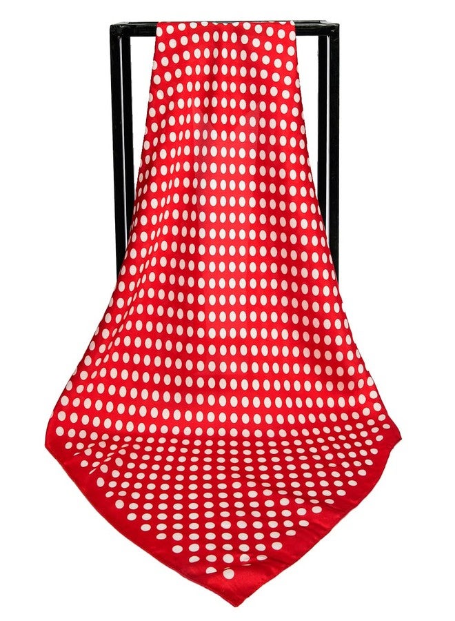 NaSoPerfect Silk Like Scarf Small Square Handkerchief Dots Neck Scarfs for Women Red 21.65" x 21.65" - Image 2