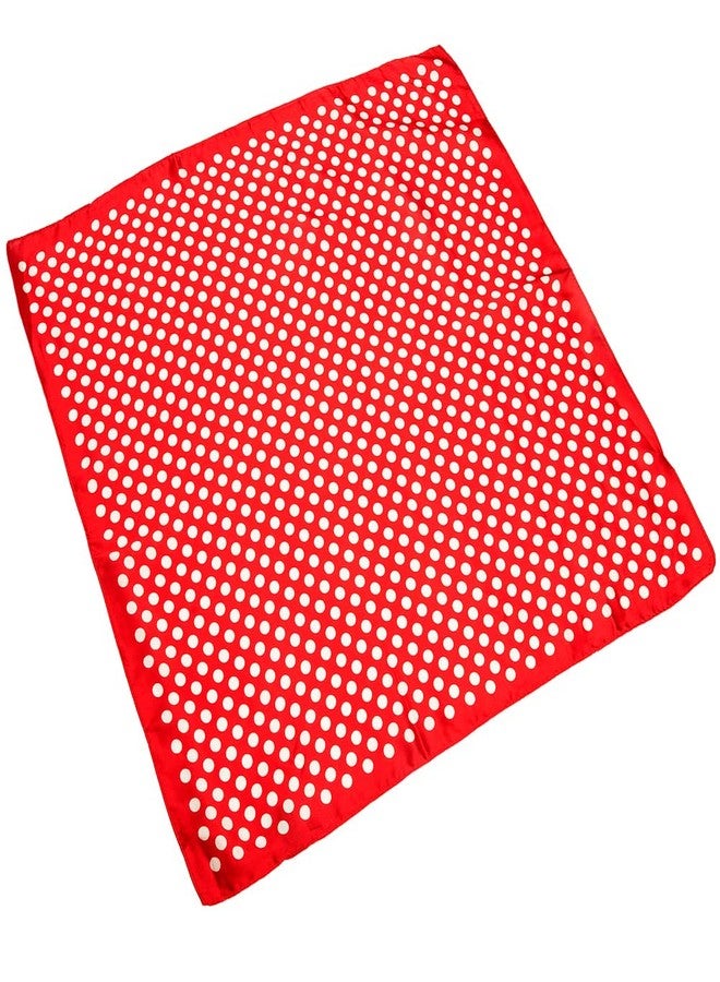 NaSoPerfect Silk Like Scarf Small Square Handkerchief Dots Neck Scarfs for Women Red 21.65" x 21.65" - Image 4