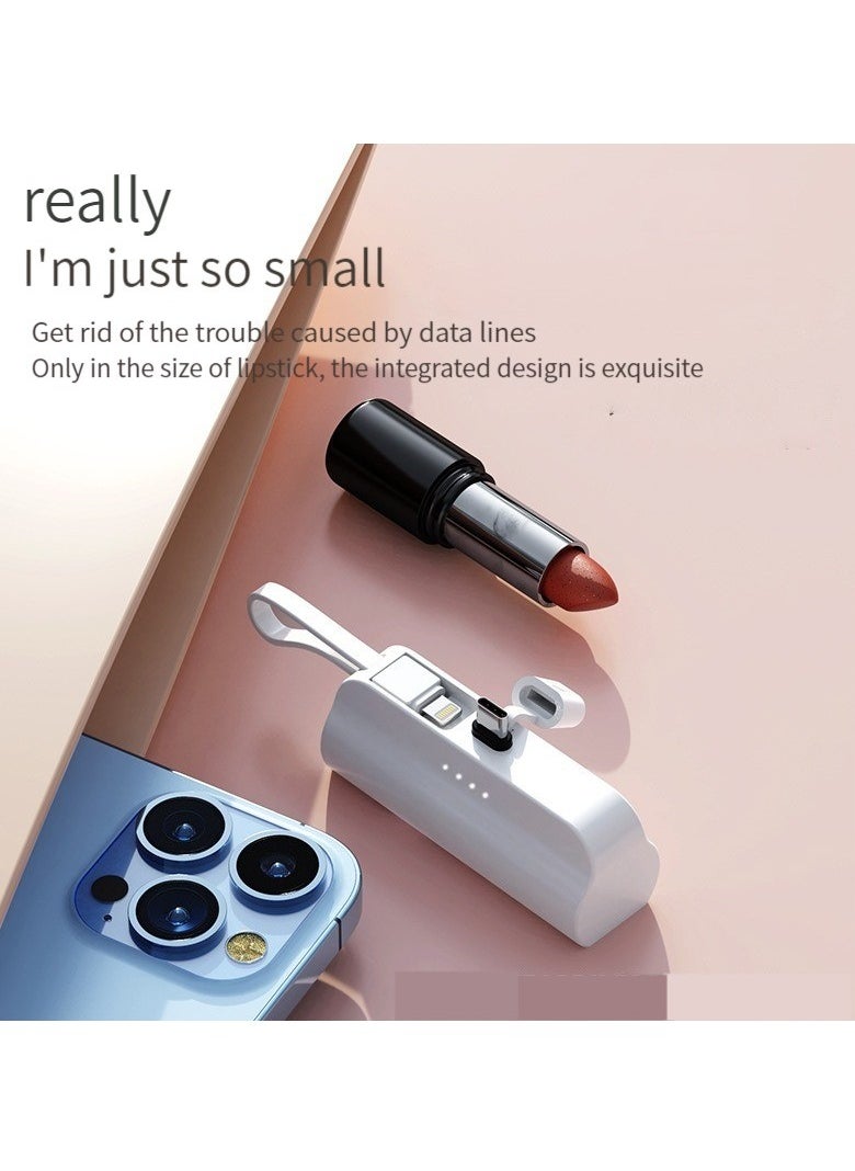 10000 mAh large capacity capsule power bank Typec plug and Apple cable dual plug with built-in mobile phone holder portable multi-functional power bank black