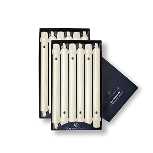 Colonial Candle Unscented Taper Candle, Classic Collection, Ivory, 10 In, Pack of 12 - Up to 8 Hours Burn - Image 1
