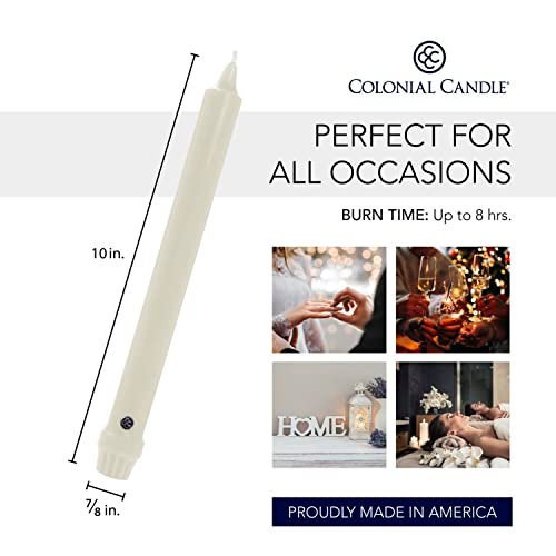 Colonial Candle Unscented Taper Candle, Classic Collection, Ivory, 10 In, Pack of 12 - Up to 8 Hours Burn - Image 3